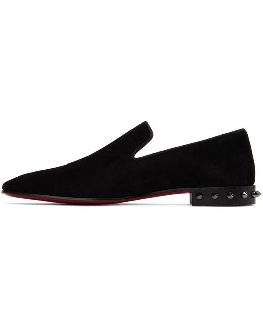Christian Louboutin Black Marquees Spiked Suede Loafers for men