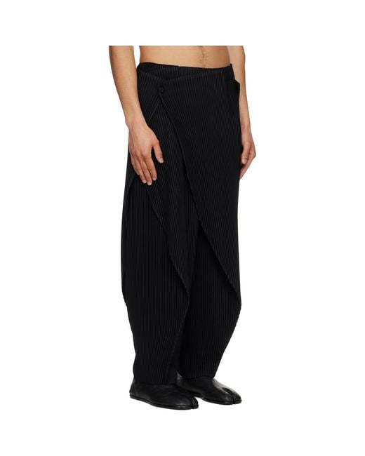 Homme Plissé Issey Miyake Black Pleats Bottoms Trousers for men