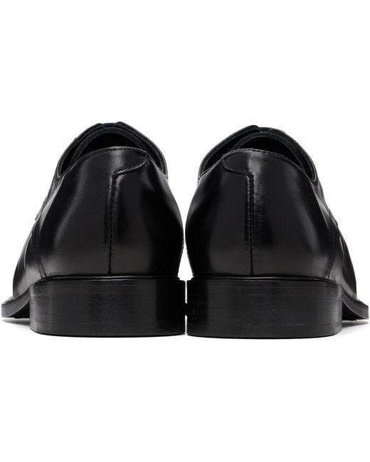 STEFAN COOKE Black Slashed Square Toe Derbys for men