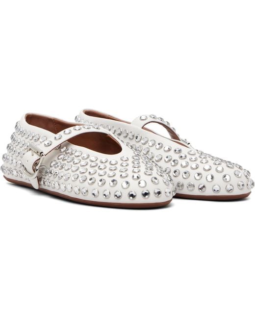 Alaïa White Strass Lambskin Ballerina Flats