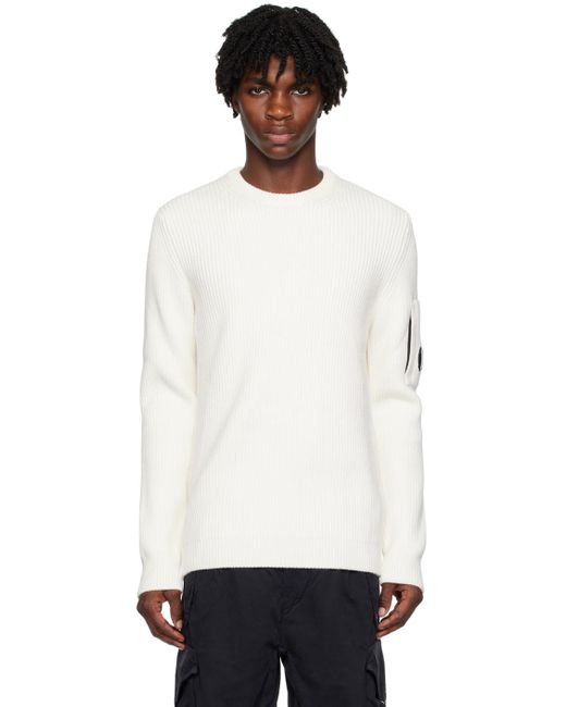 C P Company White Off- Lens Sweater for men