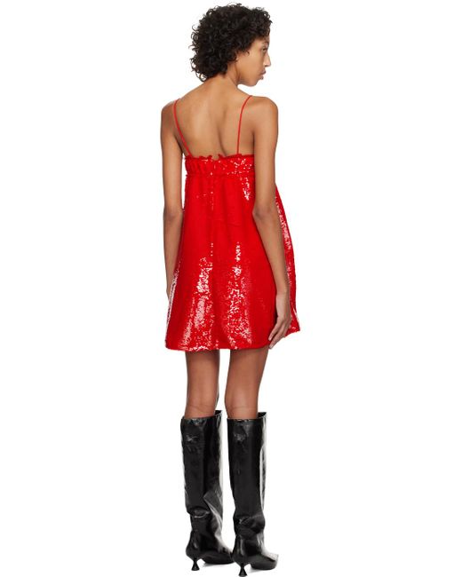 Ganni Red Sequin Mini Dress