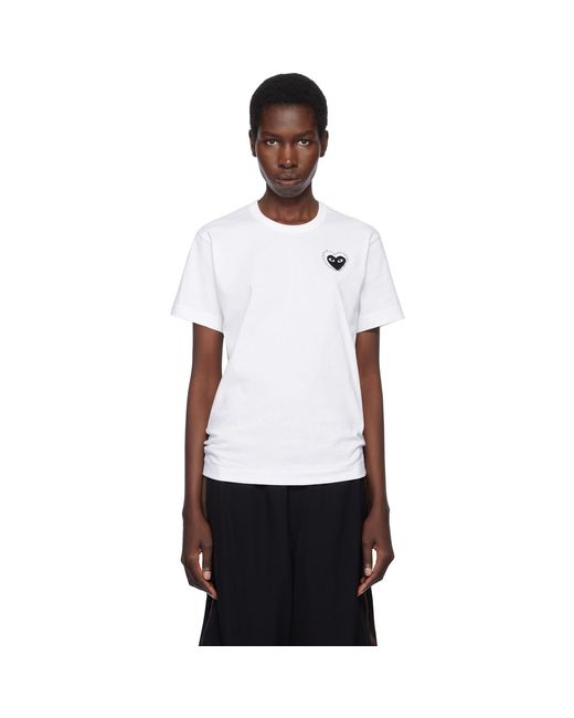 COMME DES GARÇONS PLAY White Metal Stone Emblem Heart T-Shirt
