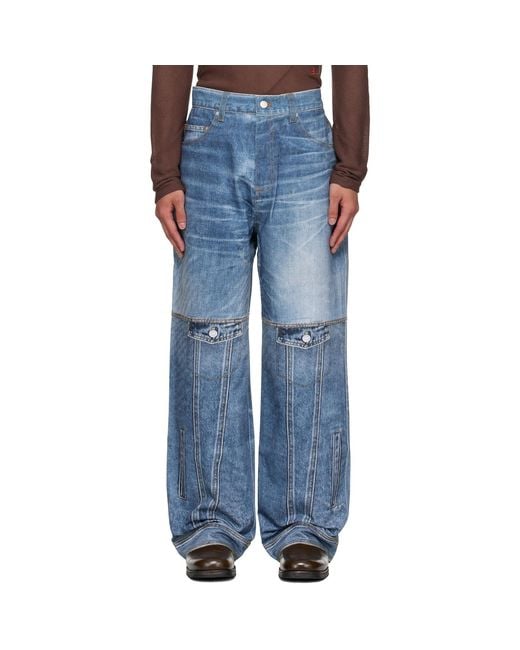 ANDERSSON BELL Blue Printed Jeans for men