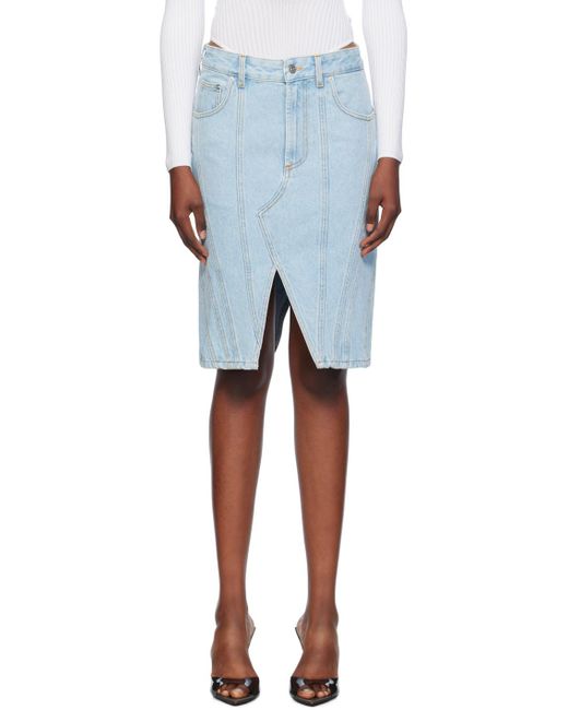 Jupe Midi Bleue En Denim À Assemblage En Spirale Mugler en coloris Blue