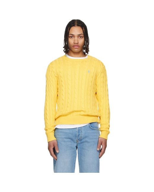 Polo Ralph Lauren Yellow Cable-Knit Cotton Sweater for men