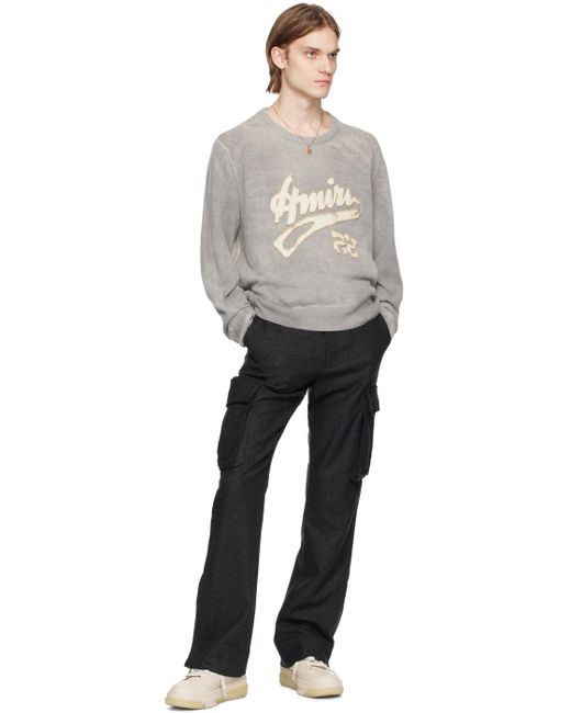 Amiri Black Gray Flared Cargo Pants for men