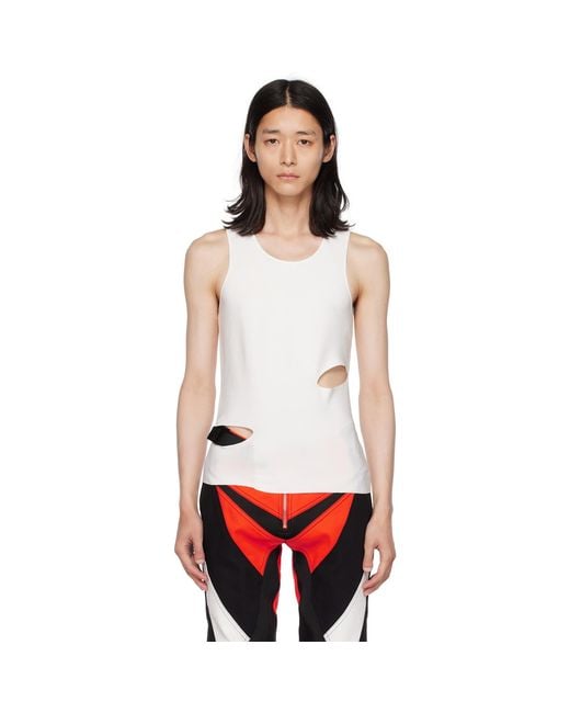 Dion Lee Red White Cutout Tank Top for men