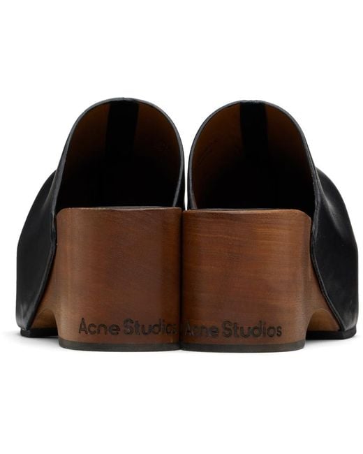 Acne Black Leather Wood Clogs for men