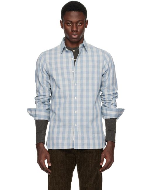 Chemise bleu et blanc cassé à carreaux RRL pour homme en coloris Gray