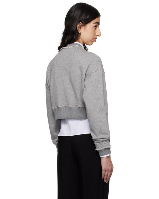 Pull Molletonné Écourté Gris À Logo Alexander McQueen en coloris Black