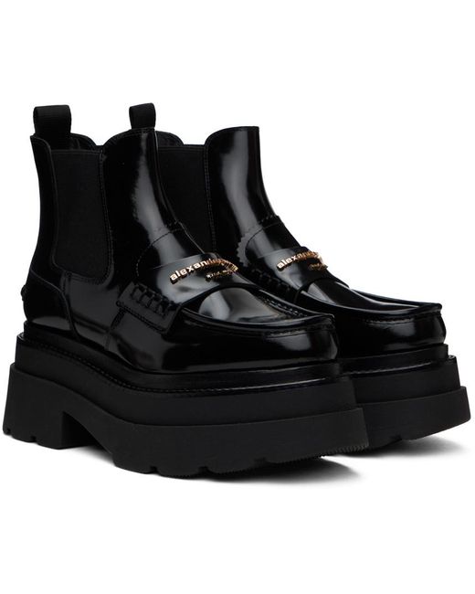 Alexander Wang Black Carter Platform Loafer Leather Boots
