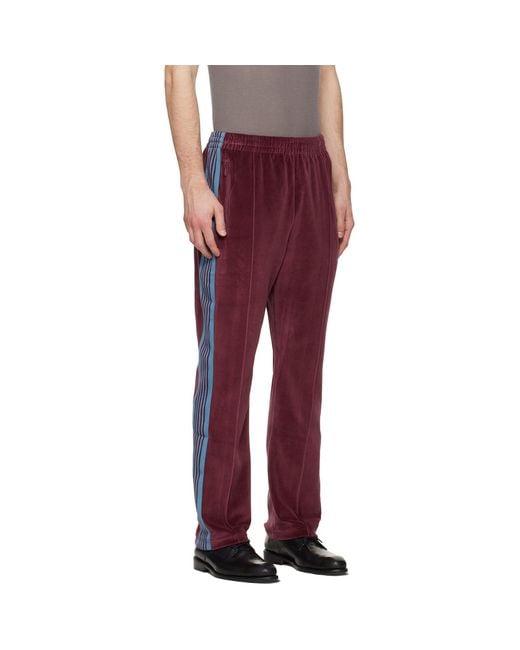 Needles Red Burgundy Narrow Track Pants for men