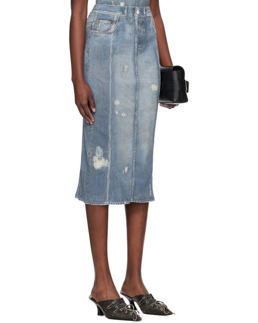 Acne Black Blue Rib Midi Skirt