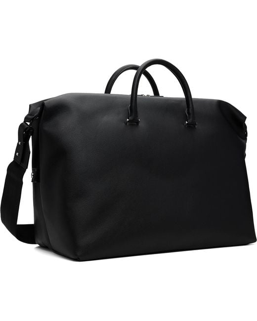 Boss Black Grained Faux-Leather Duffle Bag for men