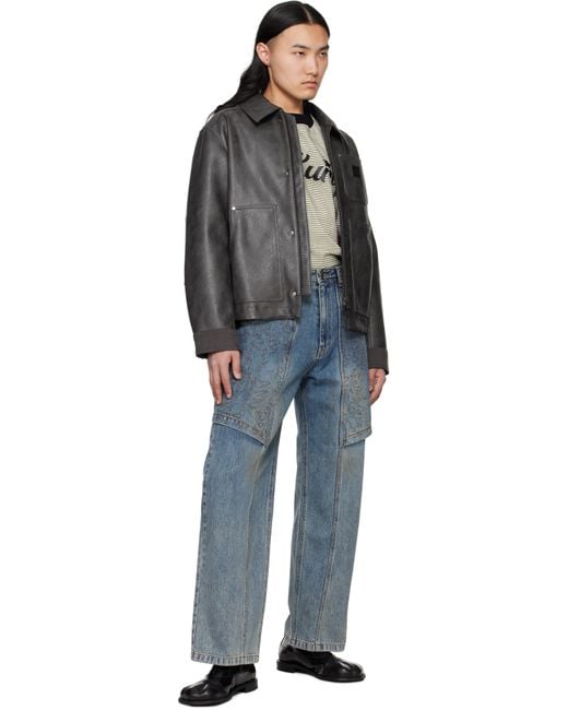 メンズ ANDERSSON BELL グレー フェイクレザー カーペンタージャケット Black