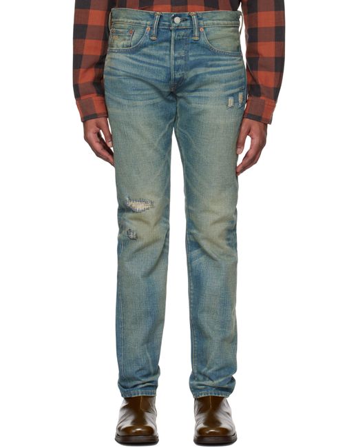 RRL Blue Slim Fit Ridgway Selvedge Jeans for men