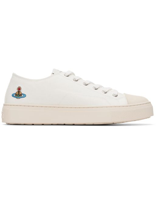 Vivienne Westwood White Low Top Plimsoll Sneakers for men