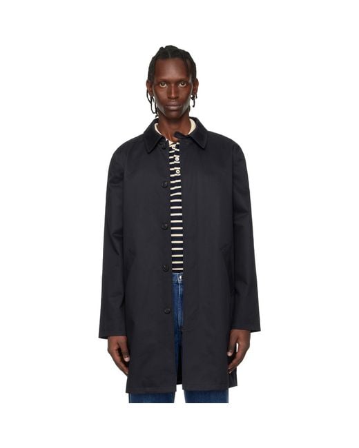 A.P.C. Blue Urban Mac Coat for men