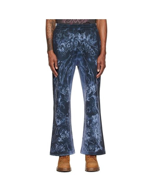 we11done Blue Tattoo Printed Sweatpants for men