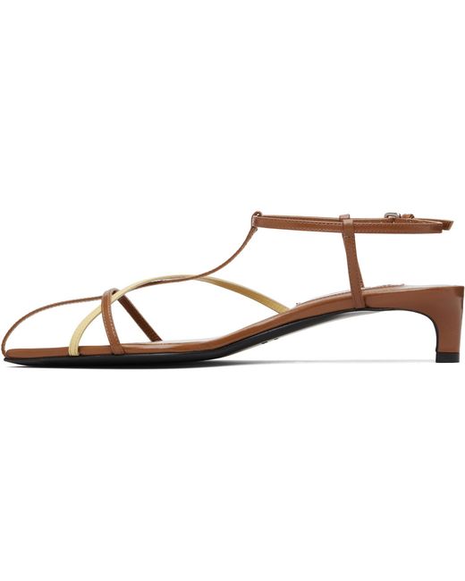 Jil Sander Black Tan Cage Low Heeled Sandals