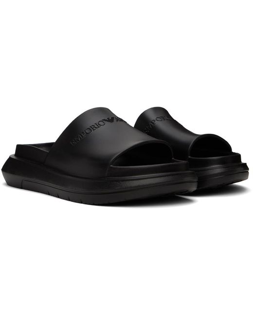 Sandales à enfiler noires en caoutchouc Emporio Armani pour homme en coloris Black