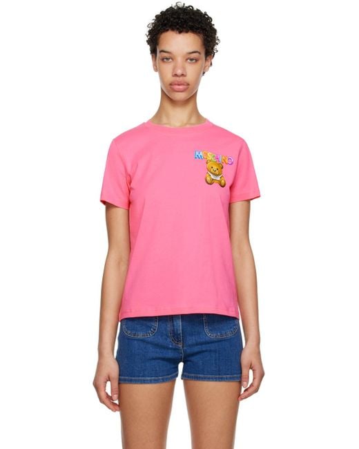 Moschino Red Pink Little Inflatable Teddy Bear T-shirt