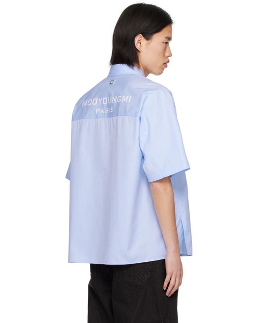 メンズ Wooyoungmi ブルー スプレッドカラー シャツ White