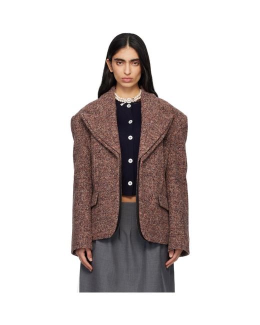 ShuShu/Tong Brown Peak Lapel Oversized Blazer