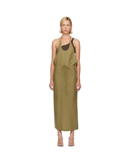 Baserange Green Apron Midi Dress