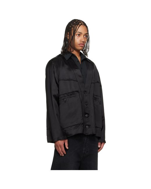Maison Margiela Black Patchwork Satin Jacket for men