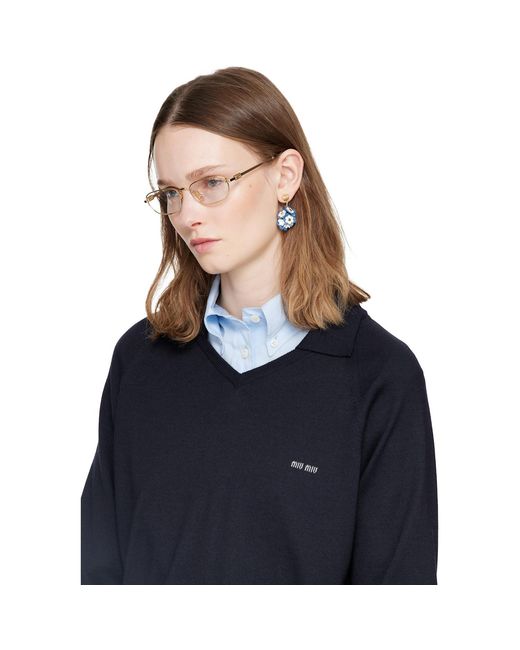 Miu Miu Metallic Rectangular Glasses