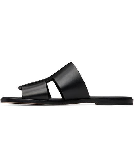 Boss Black Leather Slides for men