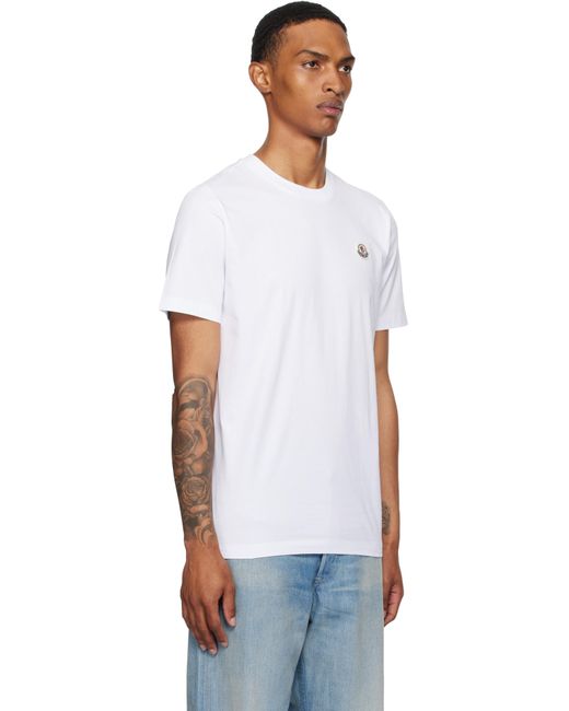 Moncler White Three-Pack Logo Patch Cotton T-Shirts for men