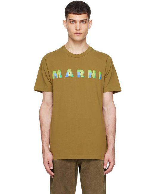 T-shirt kaki à logo imprimé Marni pour homme en coloris Green
