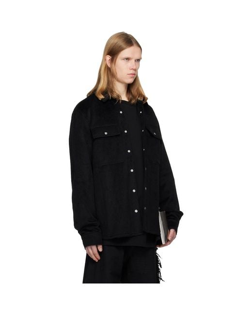 Det Blev Sent Black Alpaca Wool Shirt for men