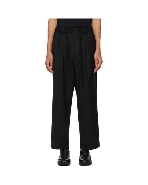Y-3 Black Refined Wool Track Pants for men