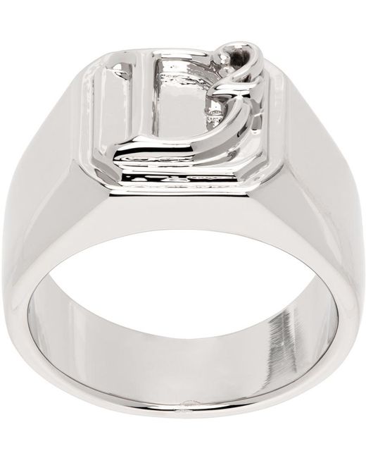 DSquared² Metallic Silver Statement Ring for men