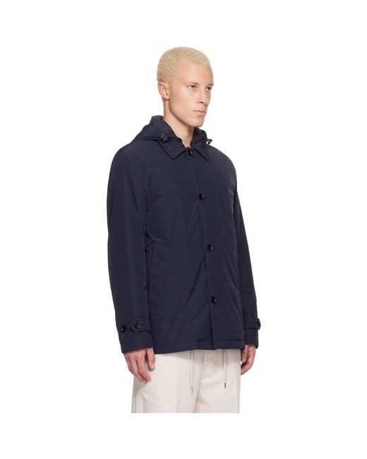Moncler Blue Evrine Hooded Down Parka Jacket for men
