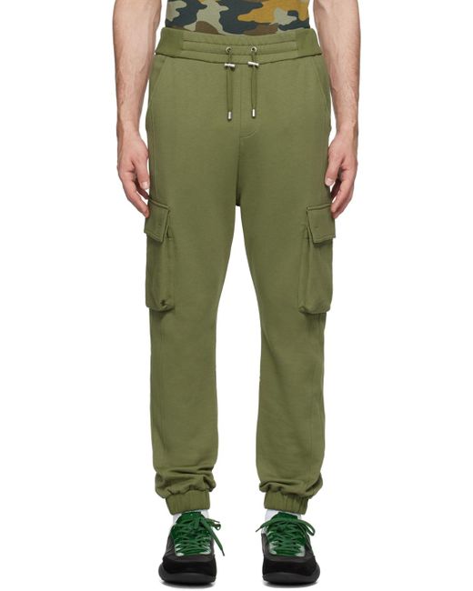 Balmain Green Paris Print Sweatpants for men