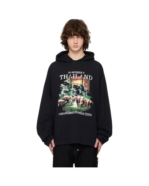 Vetements Black 'Thailand' Tourist Light Hoodie for men