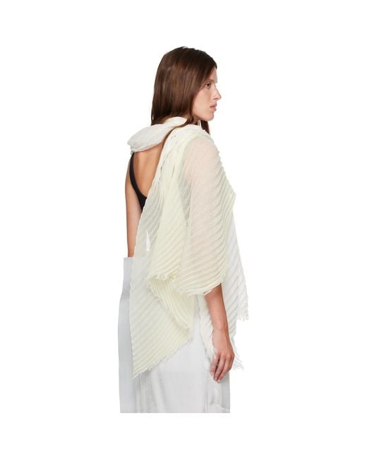 Issey Miyake Blue Off- Gradation Ramie Pleats Scarf