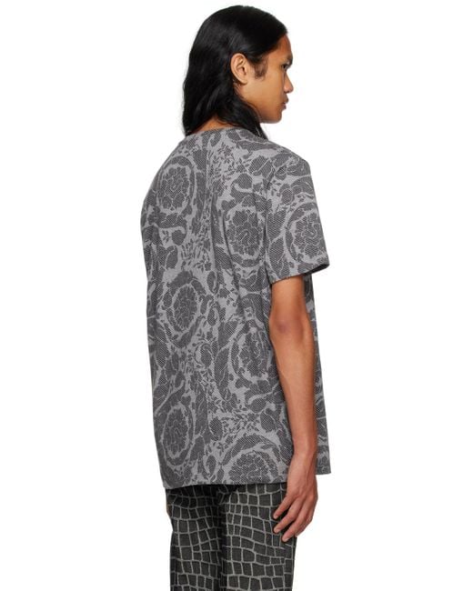 Versace Black Gray Barocco Silhouette T-shirt for men