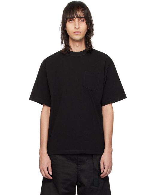 T-shirt noir à fentes Sacai pour homme en coloris Black