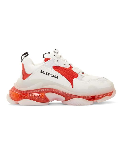 Balenciaga Red Triple S Sneakers In Mesh And Leather for men