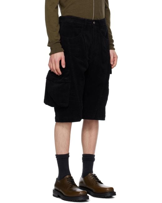 ANDERSSON BELL Black Milano Corduroy Cargo Pants for men