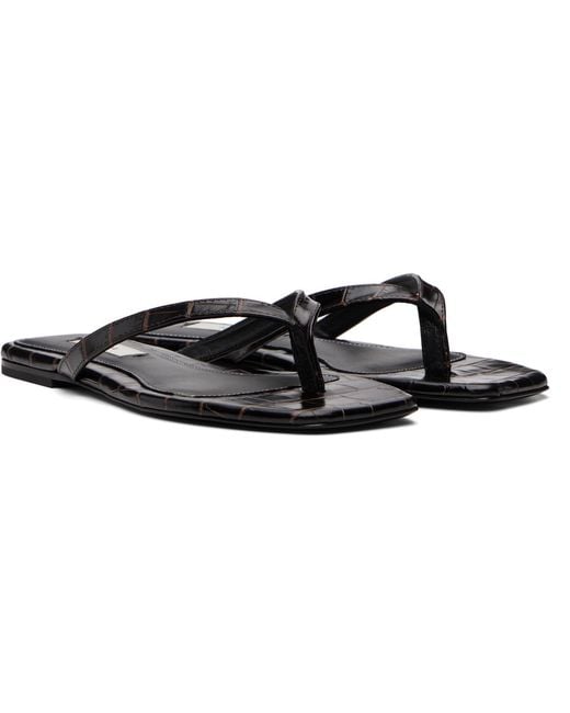 Totême Blue Croco-embossed Flip-flops