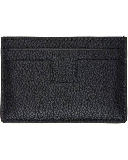 Tom Ford Black Grain Leather Classic Card Holder for men