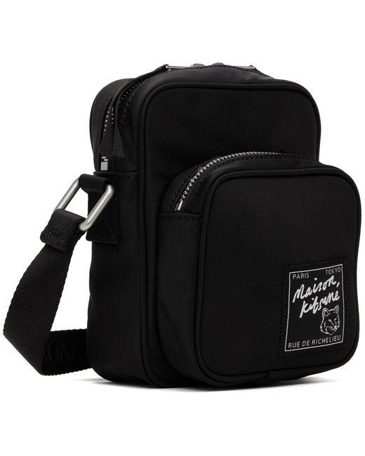 Maison Kitsuné Black 'The Traveller' Crossbody Bag for men