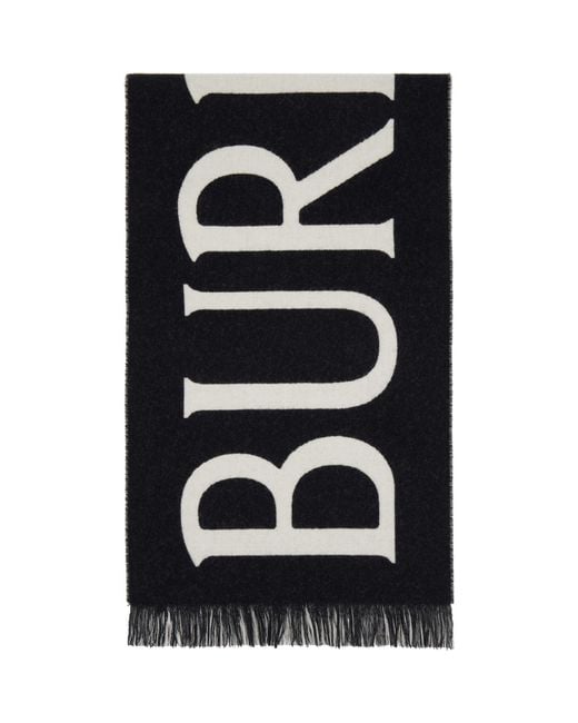 Burberry Black Logo Wool Scarf